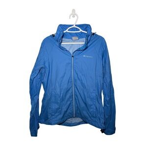 Columbia Womens Blue Full Zip Hooded Windbreaker Rain Jacket Large